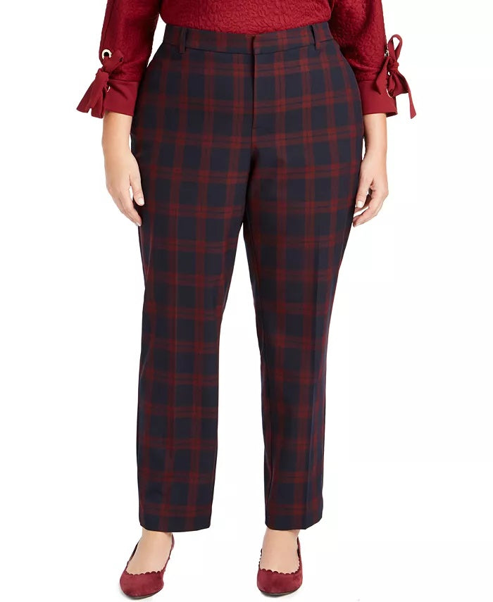 Charter Club Women's Plaid Slim Leg Pants Blue Size 26W