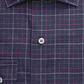 Club Room Men's Navy Windowpane Plaid Collared Classic Fit Dress Shirt Dark Blue Size 17- 32X33