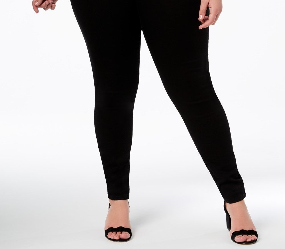 INC International Concepts Women's Plus and Petite Plus Size Tummy Control Beyond Stretch Skinny Jeans Black Size 18W