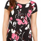 Alfani Women's Petite Printed Round-Hem T-Shirt Wine Size Small