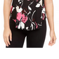 Alfani Women's Petite Printed Round-Hem T-Shirt Wine Size Small