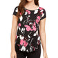 Alfani Women's Printed Round Hem T-Shirt Wine Size Petite Small