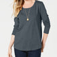 Style & Co Women's Long-Sleeve Crewneck Top  Charcoal Size Medium
