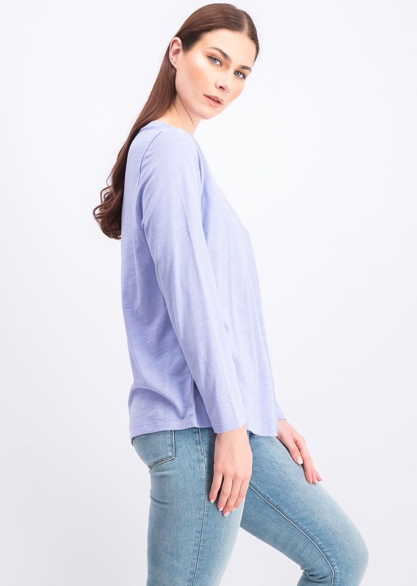 Style & Co Women's Long-Sleeve Crewneck Top Purple Size Medium