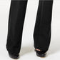 Alfani Women's Faux Leather Trim Wide Leg Trousers Black Size 24X4.5