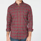 Club Room Men's Maxwell Tartan Plaid Shirt Red Size Medium