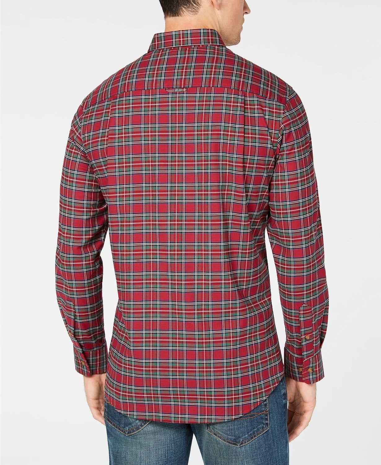 Club Room Men's Maxwell Tartan Plaid Shirt Red Size Medium