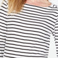 Charter Club Women's Pima Cotton Button Shoulder Stripe Top White Size Small