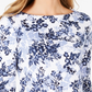 Charter Club Women's Pima Cotton Button Shoulder Print Top White Size Petite X-Large