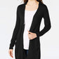 Maison Jules Women's Long Open-Front Jersey Cardigan Sweater Black Size Small