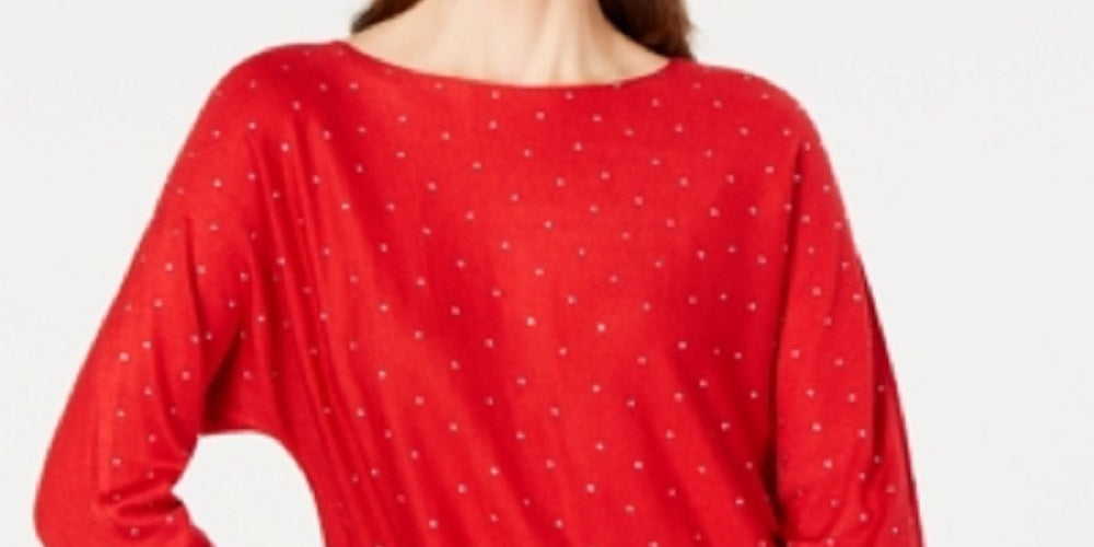 INC International Concepts Women's Embellished Shirttail Sweater Dark Red Size X-Large