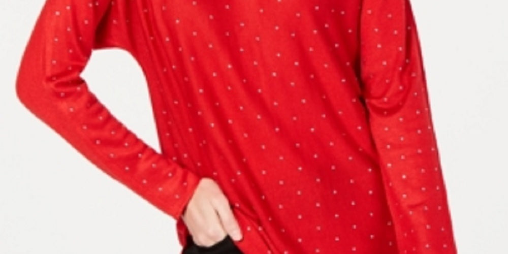 INC International Concepts Women's Embellished Shirttail Sweater Dark Red Size X-Large
