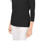 Karen Scott Women's Cotton Button-Trim Top  Black Size Small
