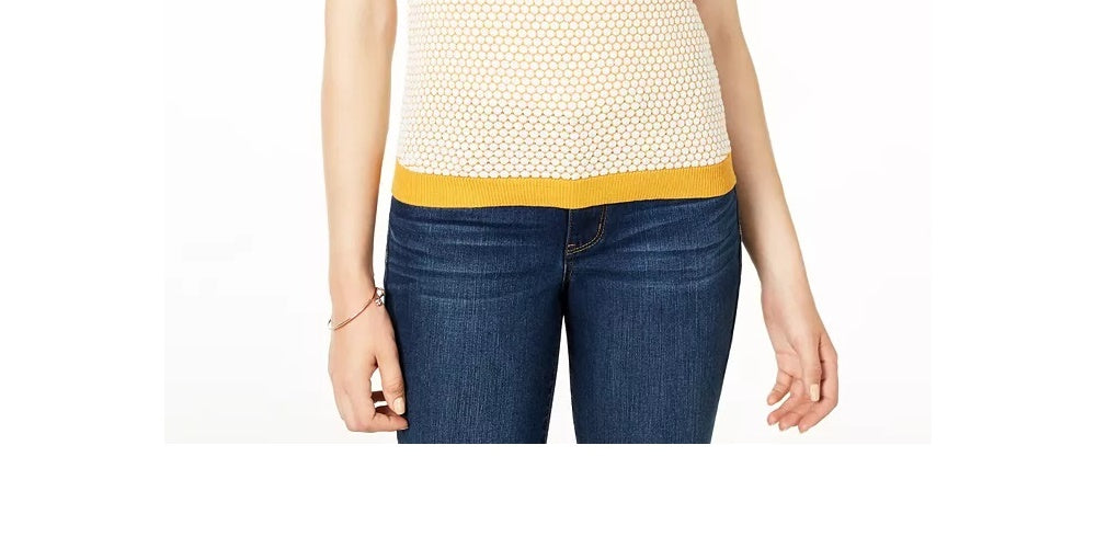 Maison Jules Women's Honeycomb Sweater Yellow Size Small