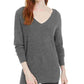 Bar III Women's Twist Long Sleeve V Neck Top Grey Size X-Small