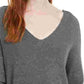 Bar III Women's Twist Long Sleeve V Neck Top Grey Size X-Small