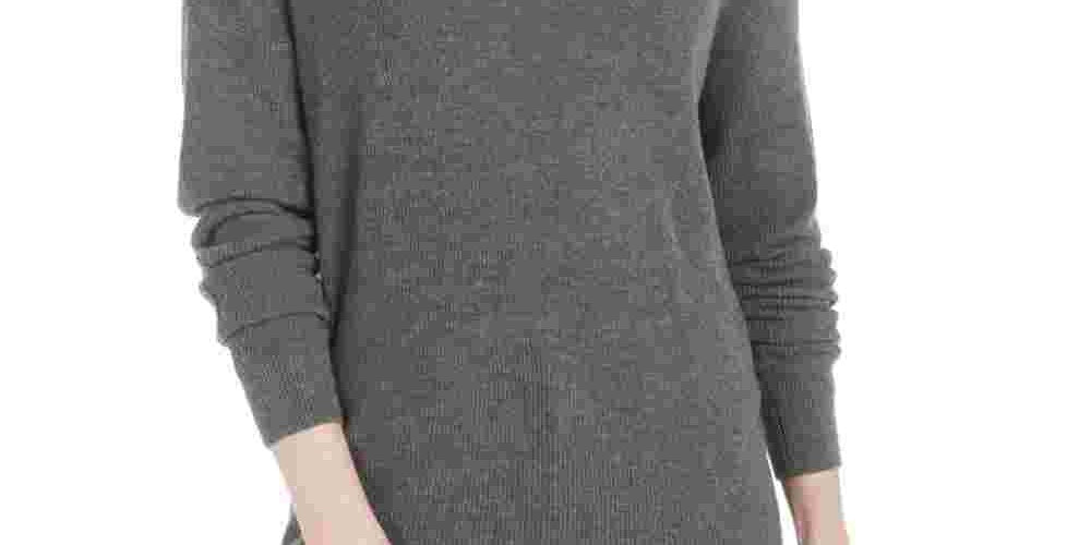 Bar III Women's Twist Long Sleeve V Neck Top Grey Size X-Small