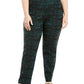 JM Collection Women's Jacquard Pull On Pants Green Size 28W
