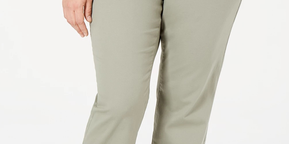 Charter Club Women's Plus Twill Lexington Pants Green Size 14W