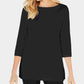 Karen Scott Women's Cotton Boat-Neck 3/4-Sleeve Knit Top Black Size Small