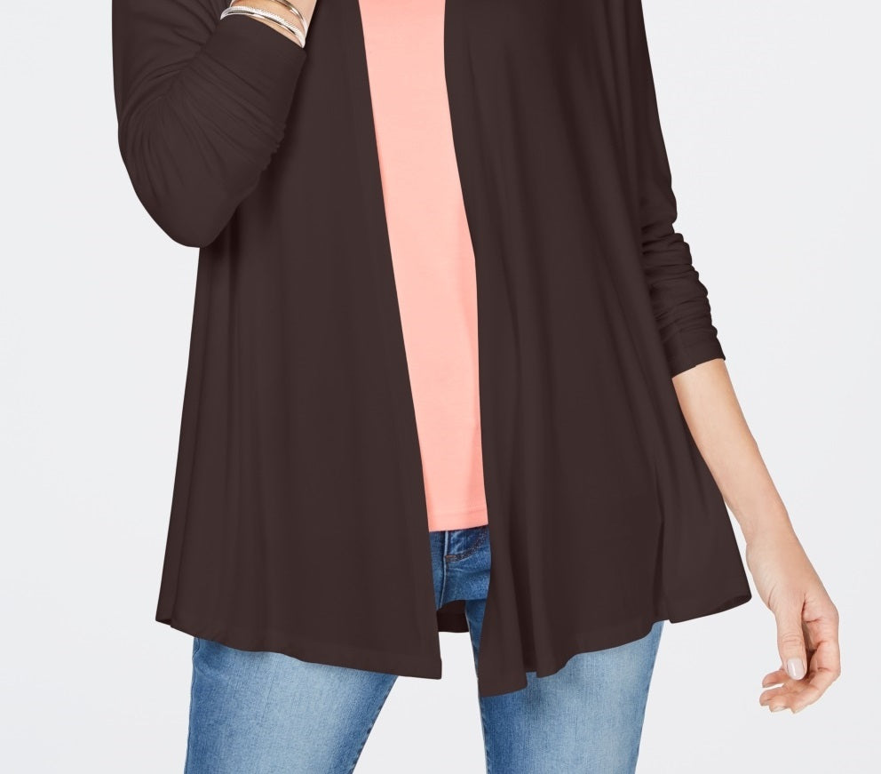 Karen Scott Women's Petite OpenFront Cardigan Brown Size Large