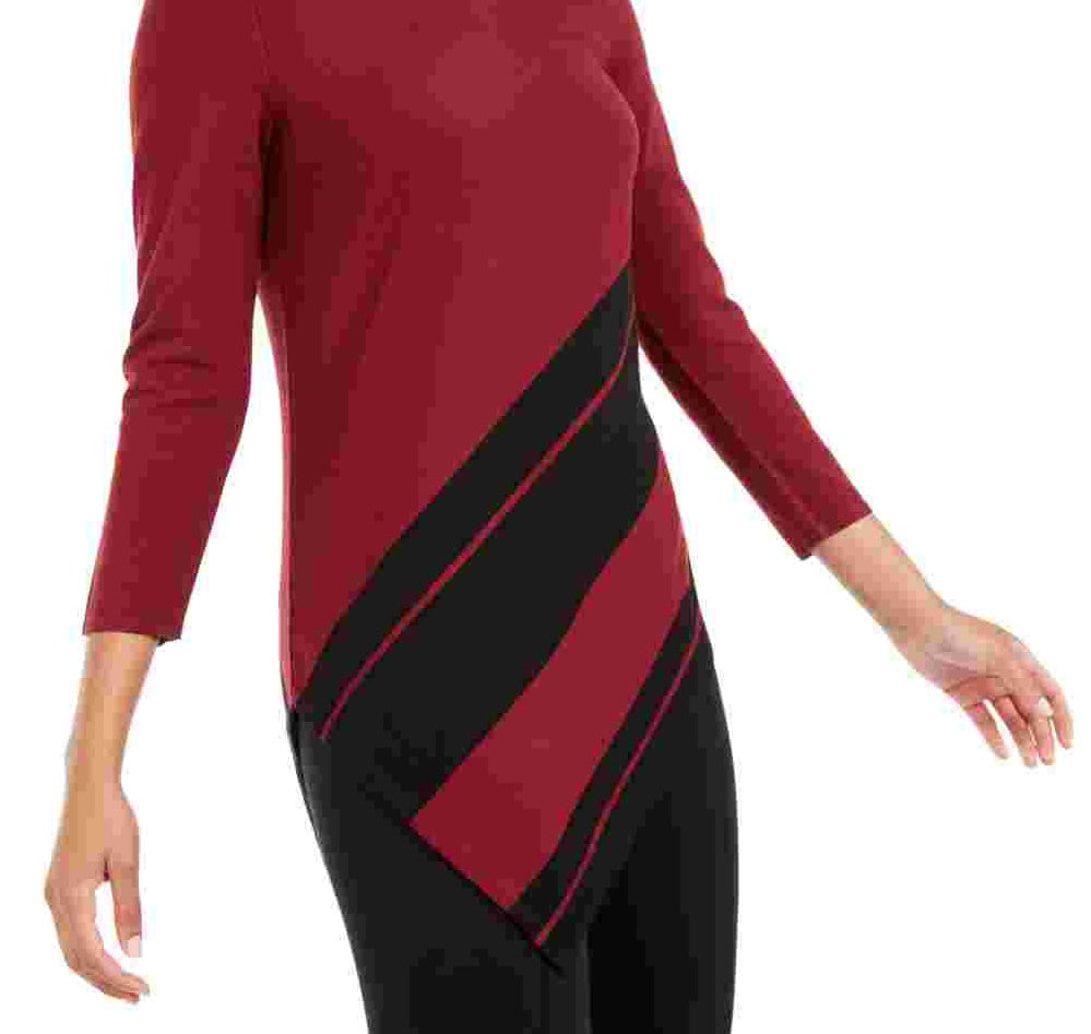 Alfani Women's Ribbed Asymmeteric Tunic Sweater Wine Size X-Large
