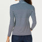 Charter Club Women's Striped Half Zip Top White Size Medium