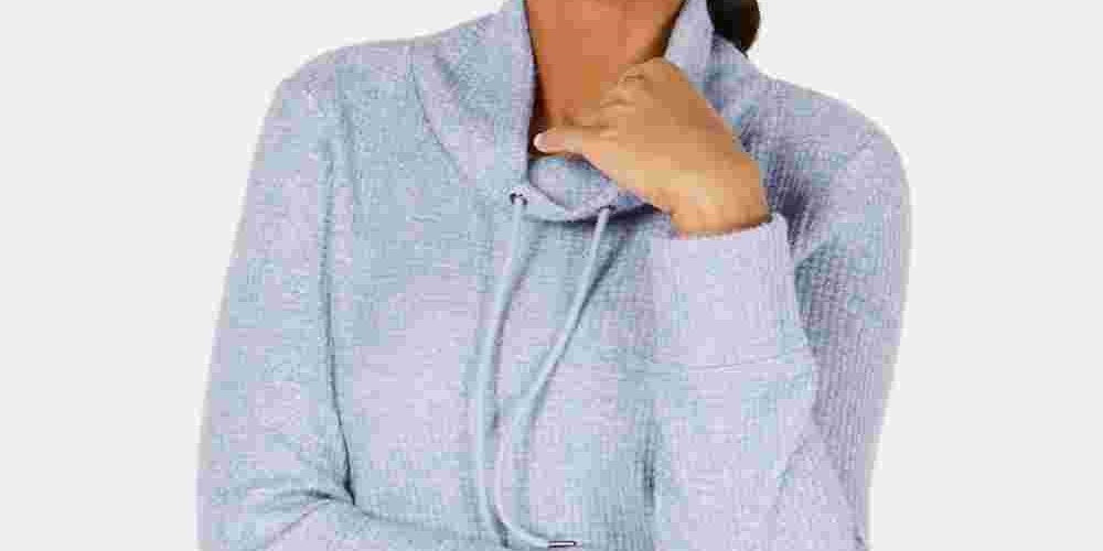 Ideology Women's Cowl Neck Fitness Sweatshirt Blue Size X-Small