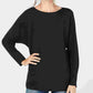 INC International Concepts Women's Ribbed Ribbed Knit Dolman Sleeve Jewel Neck Sweater Black Size Small