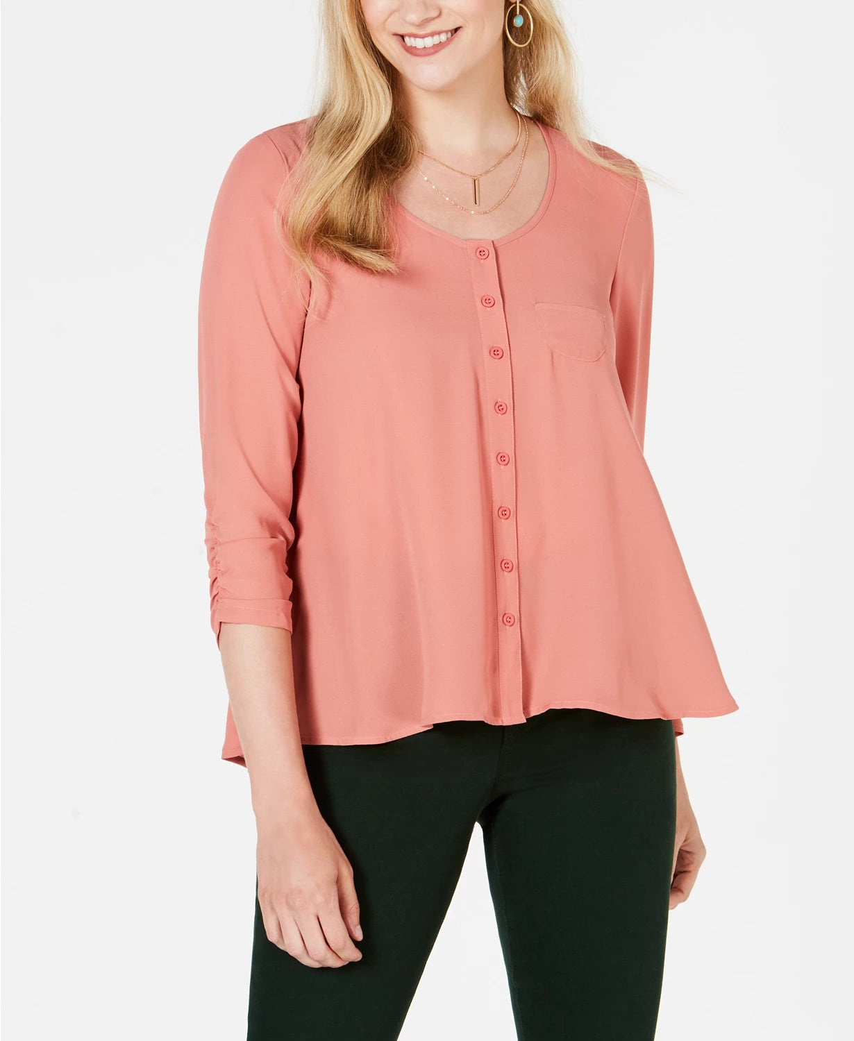 Style & Co Women's High Low Swing Top Orange Size Small