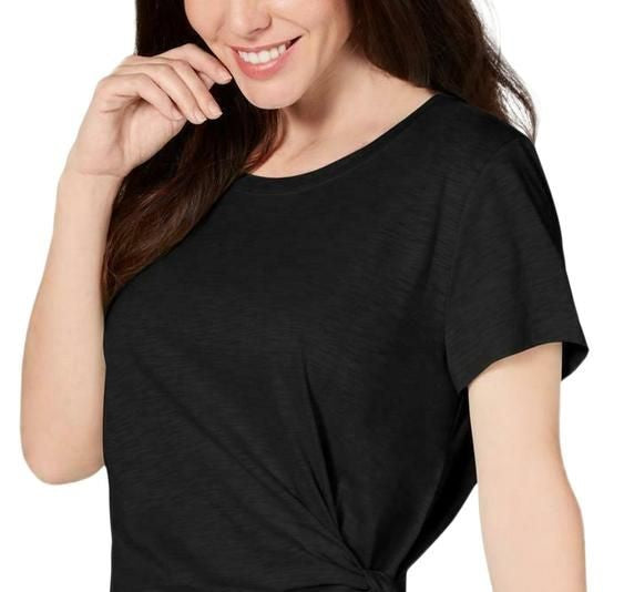 Style & Co Women's Side-Tie Top Black Size Large