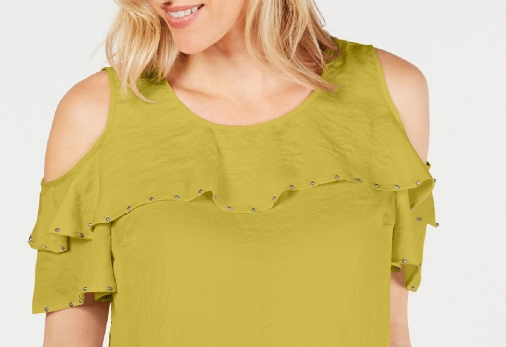 JM Collection Women's Ruffled Off-The-Shoulder Top Green Size XX-Large