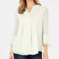 Charter Club Women's Double-Ruffle Textured Pintuck Top White Size Medium