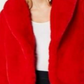 INC International Concepts Women's Faux Fur Coat Red Size Medium