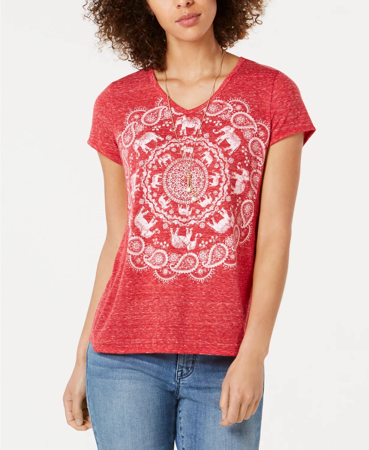 Style & Co Women's Graphic T-Shirt Red Size Small