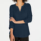 Charter Club Women's Petite Supima Cotton Split-Neck Top Blue Size 44