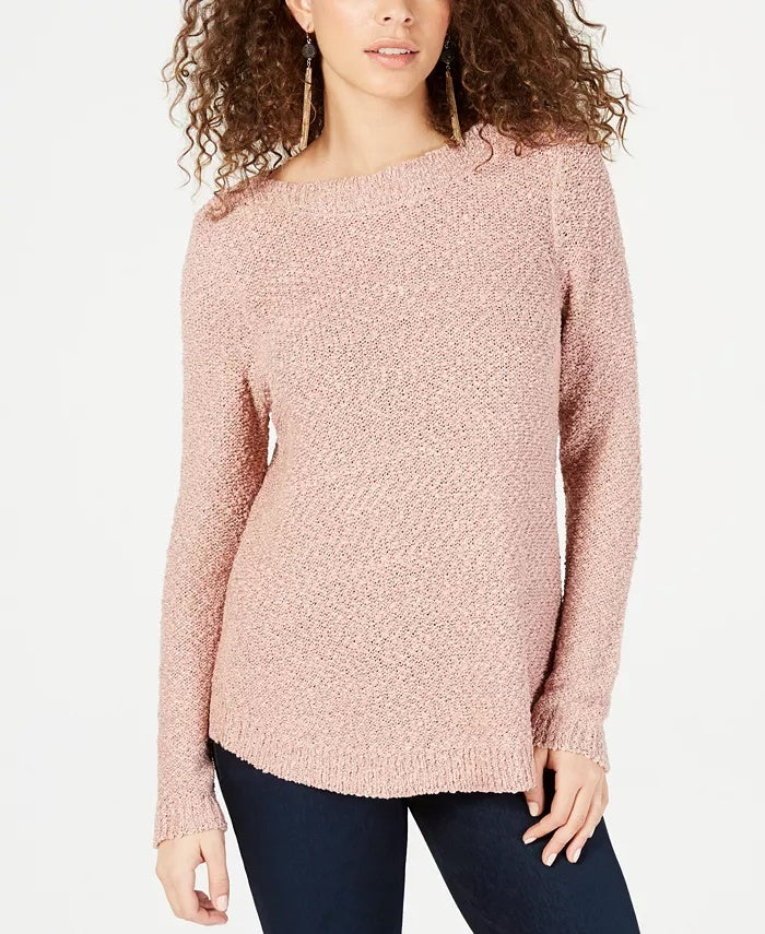 INC International Concepts Women's Petites Metallic Knit Sweater Pink Size Petites Small