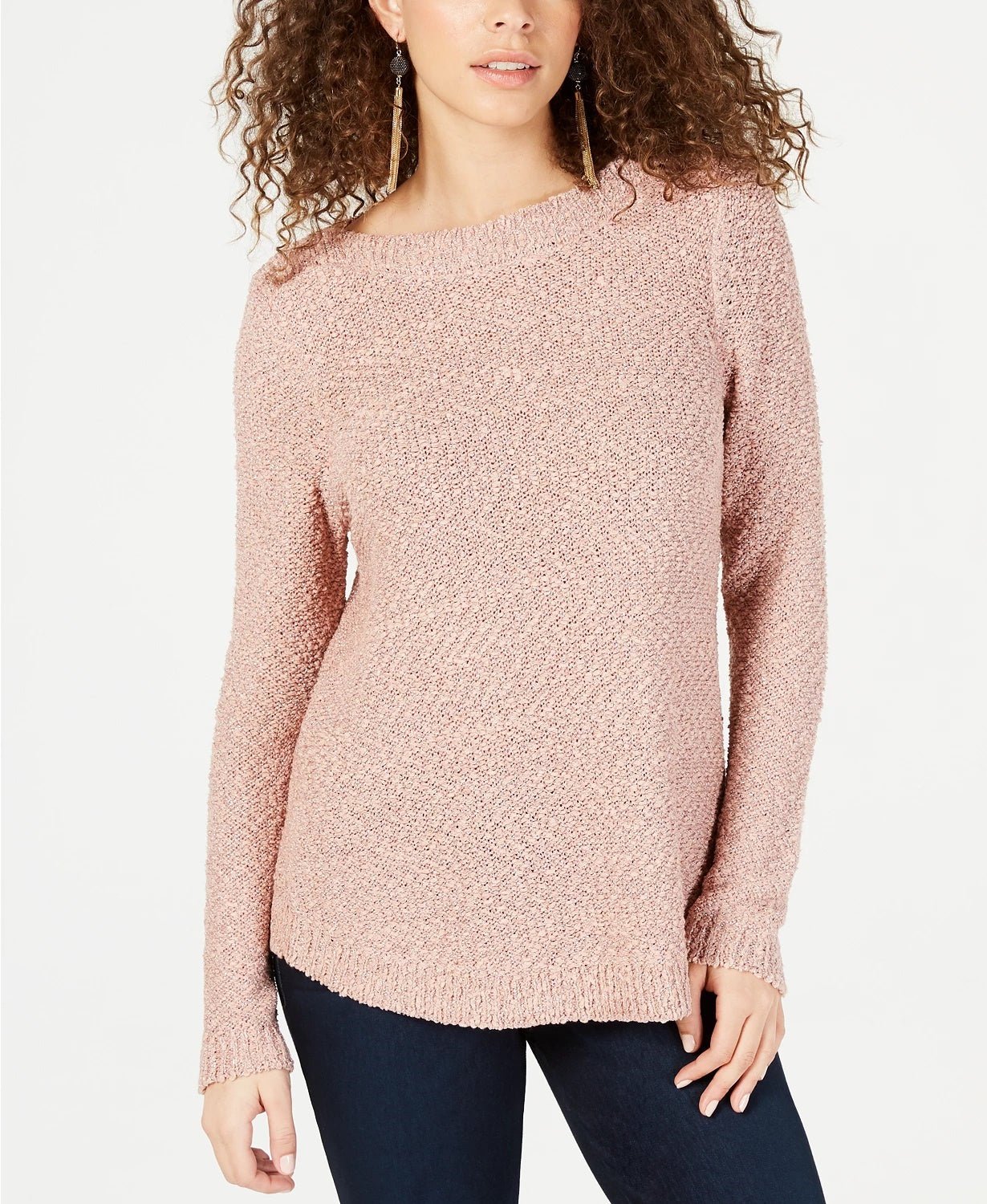 INC International Concepts Women's Shine Sweater  Pink Size Petite