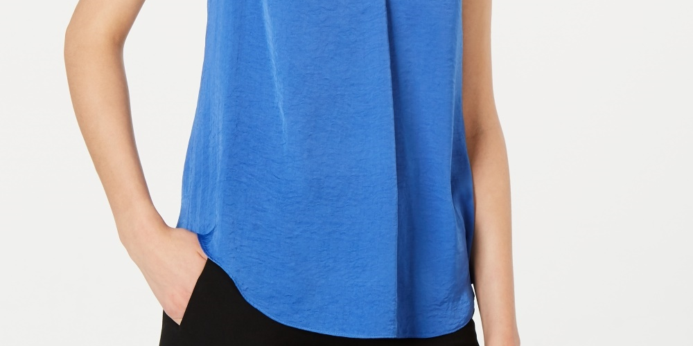 Alfani Women's V Neck Tank Top Blue Size Petite Small-Medium