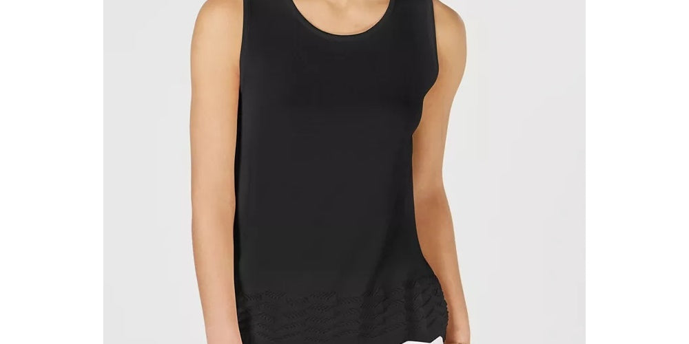 Charter Club Women's Sleeveless Zigzag Sweater Black Size Small