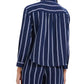 Charter Club Women's Striped Tie Front Shirt Blue Size X-Large