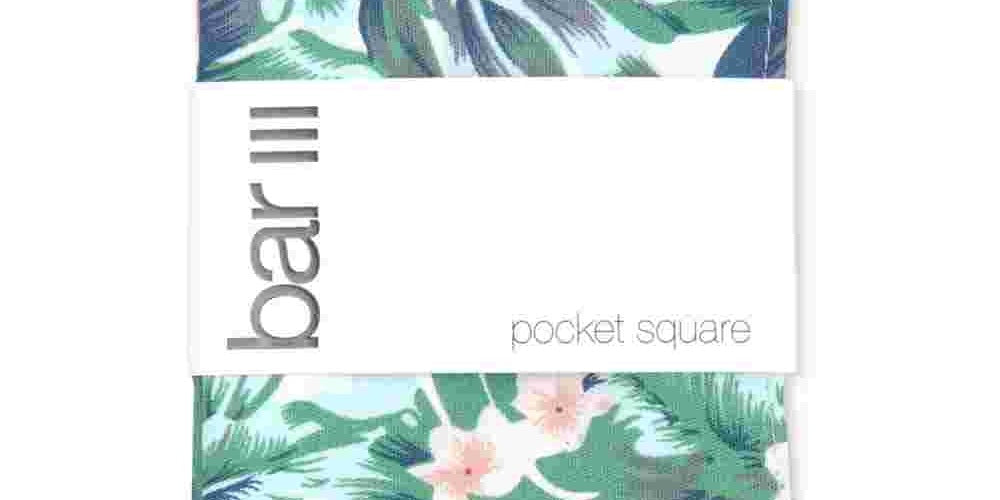 Bar III Men's Davis Floral Pocket Square White Size Regular