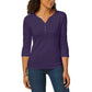 Karen Scott Women's Petite Cotton Henley Shirt Purple Size Petite Large