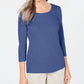 Karen Scott Women's Cotton Scoop-Neck Top Blue Size Petite Medium