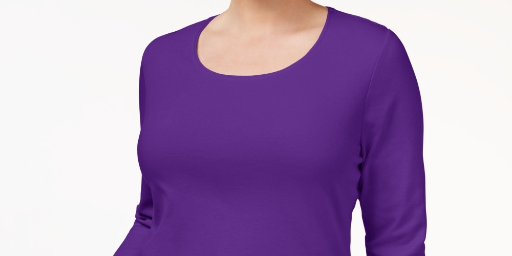 Karen Scott Women's Plus Size Cotton Scoop-Neck Top Purple Size 0x