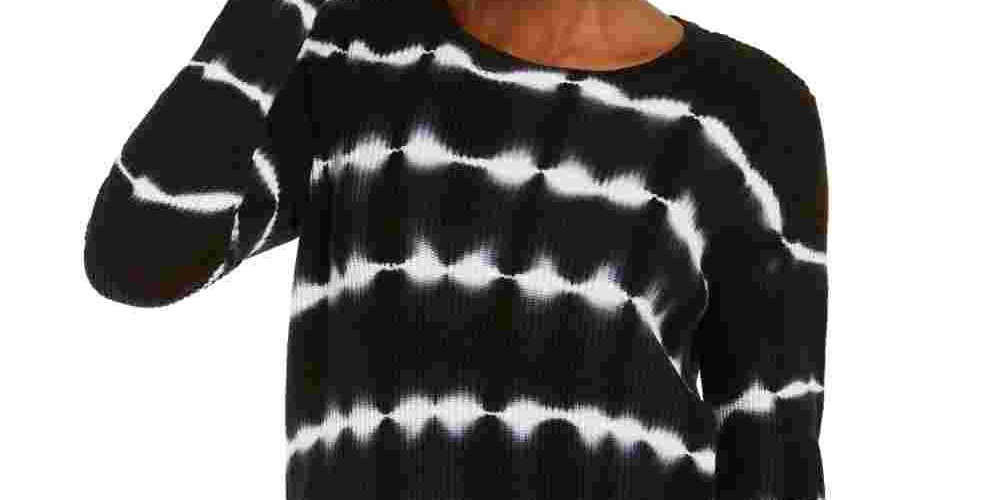 INC International Concepts Women's Cotton Tie-Dye Pullover Top Black Size Small