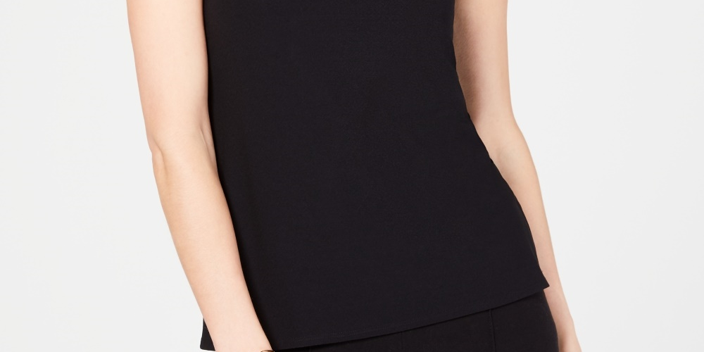 INC International Concepts Women's Petite Illusion Halter Top Black Size Petite Small