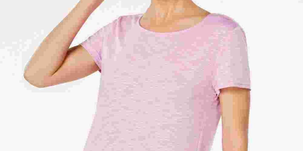 Ideology Women's Cross-Back T-Shirt  Dark Pink Size XX-Large