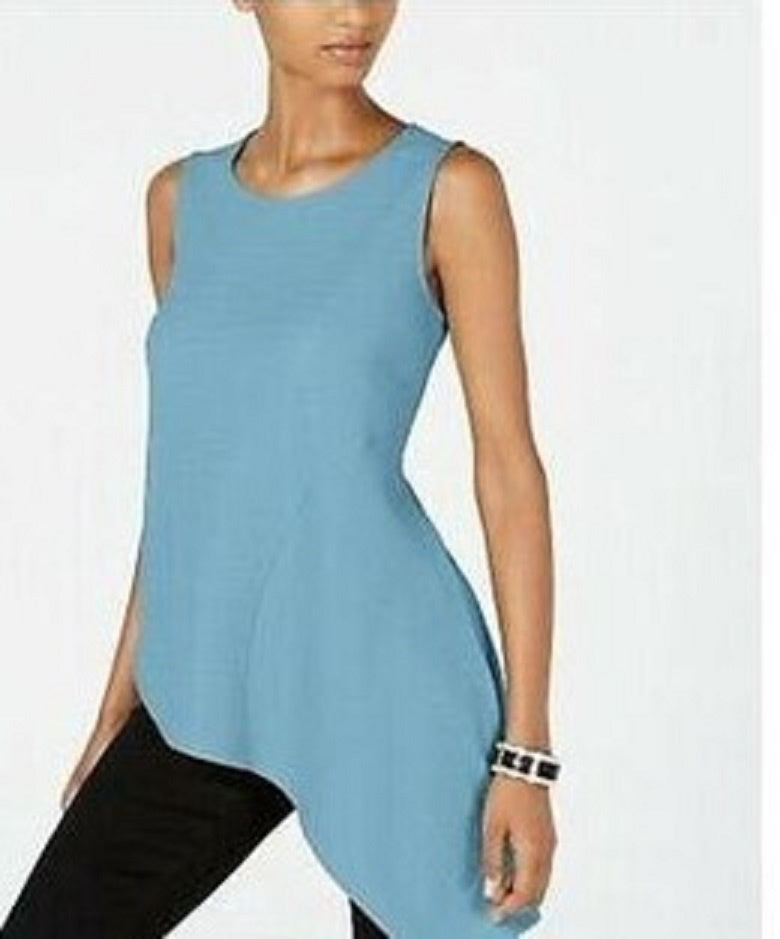 Alfani Women's Asymmetrical Hem Top Blue Size Small