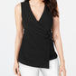 Alfani Women's Asymmetrical Wrap Top Black Size X-Large